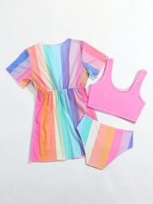 SHEIN Ensemble Bikini 3 Pièces Pour Jeune Fille Avec Séparation