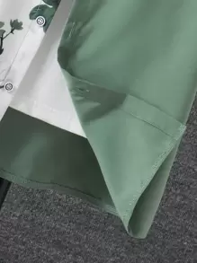 SHEIN Tween男孩花卉拼接短袖襯衫 - 彩色 - 查看 5