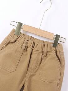 Young Boy Khaki Casual Outdoor Denim Pants Summer Holiday - Khaki - View 5