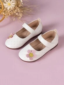 兒童花朵裝飾平底鞋 - 白色 - 查看 4