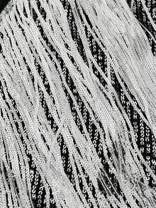 SHEIN BAE Christmas Fringe Trim Crop Sequin Halter Top - Black - View 9