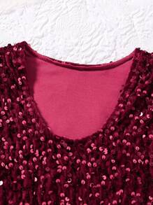 SHEIN Tween Girl Sequin Pinafore And T-Shirt Set - Multicolor - View 6