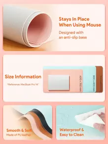 JMMO PU Leather Mouse Pad,Double Side Desk Computer Mouse Pad For Mouse Office Home (800x400mm) - Pink - View 4