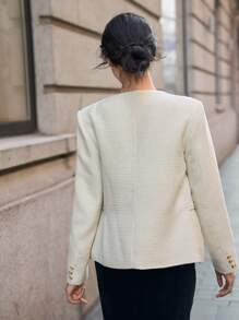 Dazy Designer Button-Up Open Coat Women Jacket,Fall Women Clothes - Beige - View 7