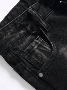 Teenage Boys' Stylish Patch Embroidered Ripped Jeans