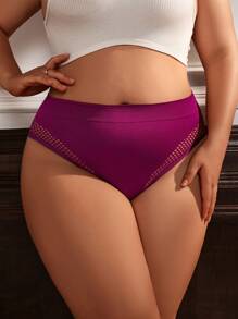 Của phụ nữ Kích thước lớn Xu hướng: Cắt giảm Màu thuần Tam giác Quần lót không đường may - Màu tím - Xem 3
