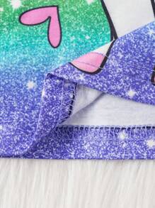 幼童女孩獨角獸印花漸層上衣 - 彩色 - 查看 5