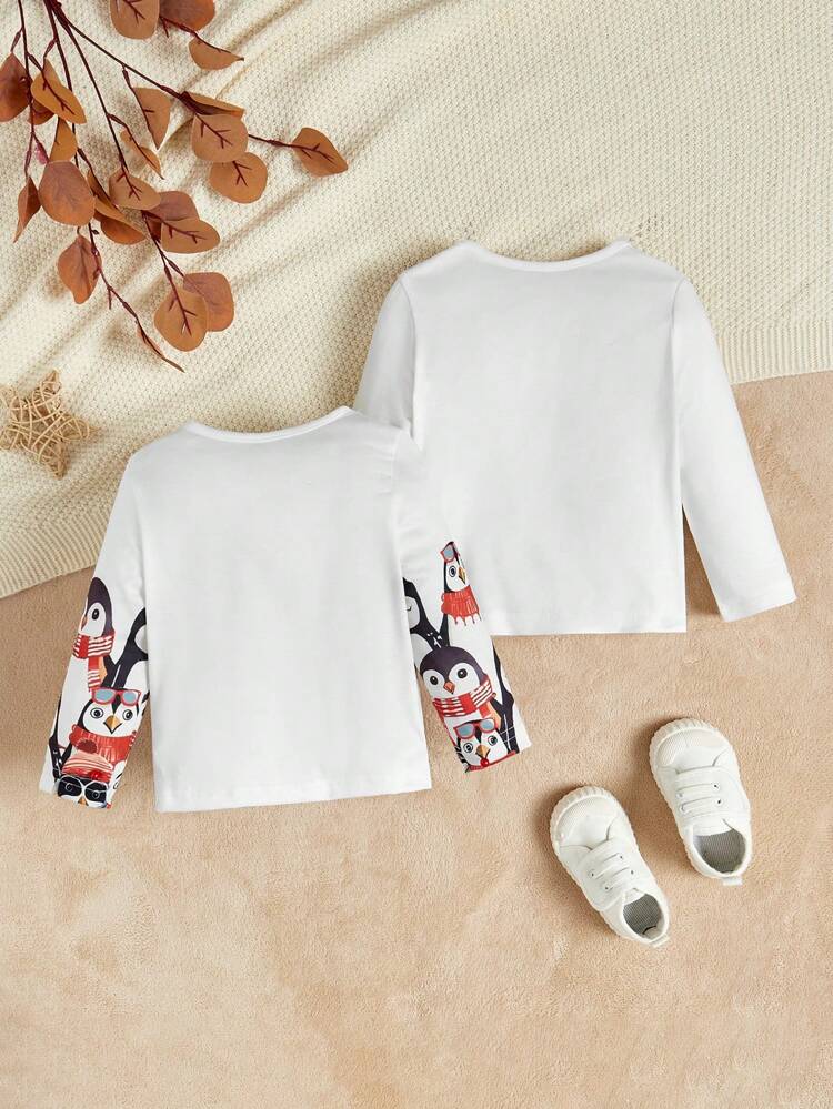 Baby Boys' Penguin & Letter Printed Long Sleeve Top