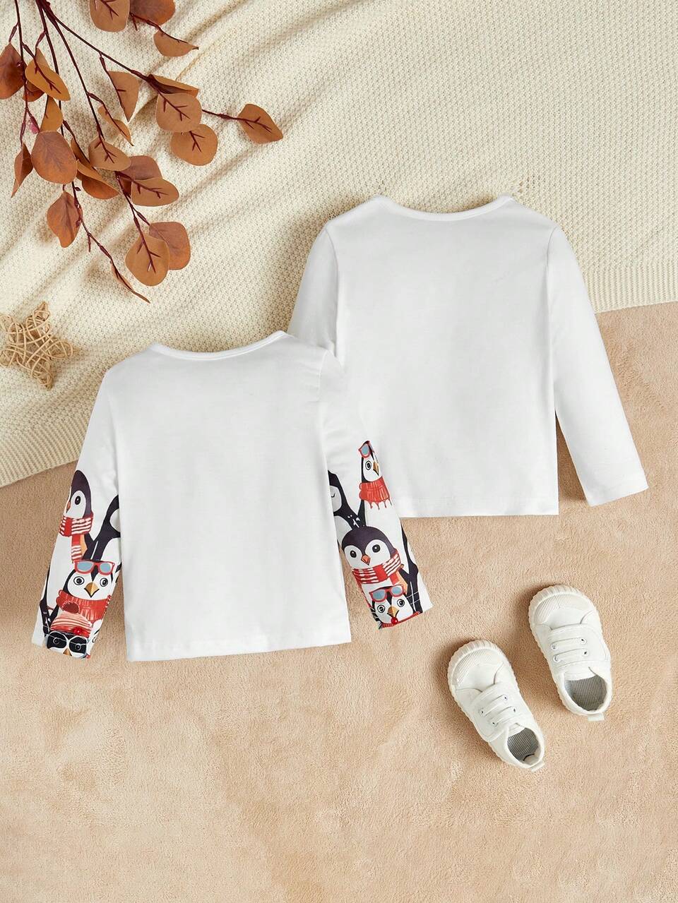 Baby Boys' Penguin & Letter Printed Long Sleeve Top