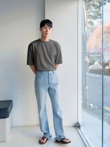 GENTILAND Men's Solid Color Round Neck Short Sleeve T-Shirt For Casual Wear