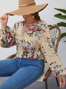 SHEIN VCAY 大尺碼女士花卉印花蝙蝠袖上衣 - 彩色 - 查看 5