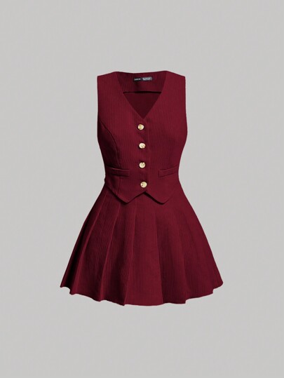 SHEIN MOD Traje de pana de unicolor para mujer en otoño/invierno