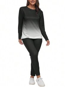 Áo thun & quần legging in ombre - màu đen - Xem 3