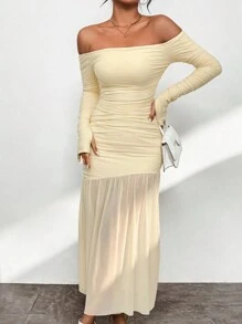 Firerie 女式露肩拇指孔收縮裙