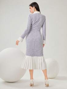 Modelyn 女款拼色羈扣細節百褶下擺連身裙 - 淡紫色 - 查看 2