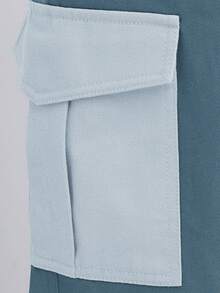 Hauture Pantalones de pierna ancha con bolsillo tipo cargo y bloques de color