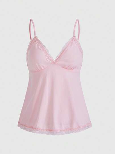 Fairycore قميص نسائي بلا أكمام لون الدانتيل وتفاصيل التطريز ،زخرفة تجعيد الحشوة.