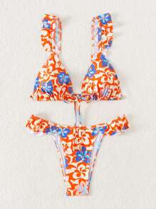 SHEIN Swim Bikini de dos piezas con estampado floral de verano