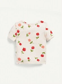 Cozy Pixies Bộ đồ ngủ 4 món in hoa cho bé gái - Áo tay ngắn & quần short - Hồng - Xem 11