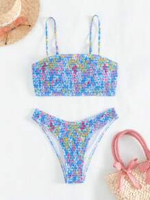 SHEIN Swim Women's Floral Printed Push-Up Bikini Set Music Festival Summer Beach - Multicolor - View 5