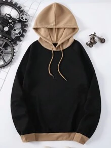 男士鬆身款拼色束口帽衫 - 彩色 - 查看 5