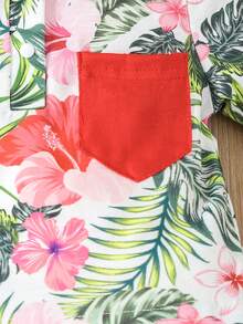 嬰兒男童植物印花短袖襯衫和短褲套裝 - 彩色 - 查看 3