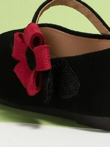 New Arrival Girls' Velvet Retro Bowknot Flats Casual Shoes, Soft Sole Comfortable Dance Student Mary Jane Shoes For Daily Wear In Autumn And Winter - Black - View 4