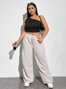 SHEIN EZwear Plus Size Knitted One Shoulder Women's Top For Dating