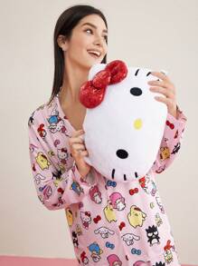 HELLO KITTY AND FRIENDS | SHEIN Cartoon Print Full Sleeve Shirt And Long Pants Pajama Set, Fall Clothes - Multicolor - View 7