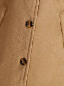 Baby Girl Unique Lace & Bowknot Detail Overcoat - Camel - View 5