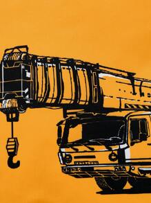 SHEIN Il set di Pigiama in maglia aderente per Bambino con motivo di una macchina divertente, maniche corte e pantaloncini