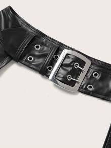 SHEIN ICON 1pc Low Waist Crotch-Opening Pants - Black - View 8