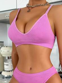 女士提花胸罩 - 紫色 - 查看 5