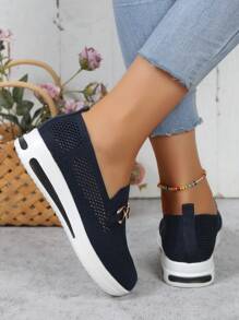 Calzado Deportivo Informal Para Mujer, Moderno, Transpirable Y Ligero. - Azul Marino - Ver 5