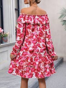 Breezaya Floral Printed Ruffle Trim Decor Casual 2pcs Outfit - Multicolor - View 2