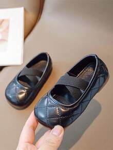 兒童黑色一腳蹬鬆緊帶平底時尚鞋 - 黑色 - 查看 2