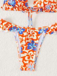 SHEIN Swim Bikini de dos piezas con estampado floral de verano