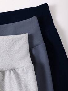 SHEIN Unity Solid Color Stretch Leggings With Wide Waistband - Multicolor - View 2