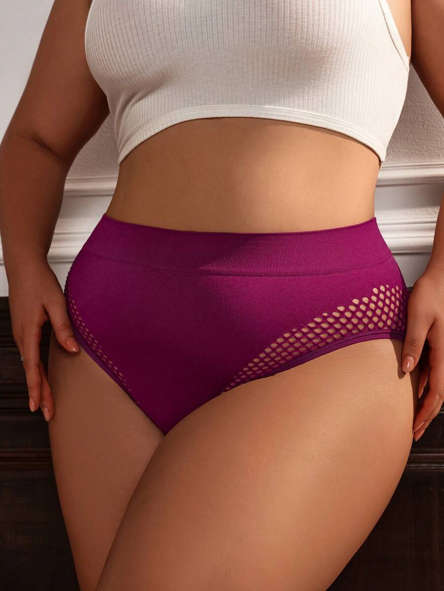 Của phụ nữ Kích thước lớn Xu hướng: Cắt giảm Màu thuần Tam giác Quần lót không đường may - Màu tím - Xem 1