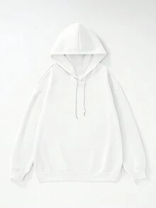 男士汽車和字母印花下垂肩連帽衫 - 白色 - 查看 2