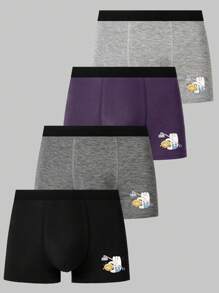 Men'S Cartoon Printed Boxer Briefs (4pcs/Pack) - Multicolor - View 8