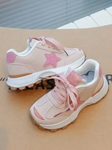 Children's Sports Shoes Girls' Soft Bottom Anti-Slip Running Shoes With Straps For Big Kids And Teenagers - Pink - View 2