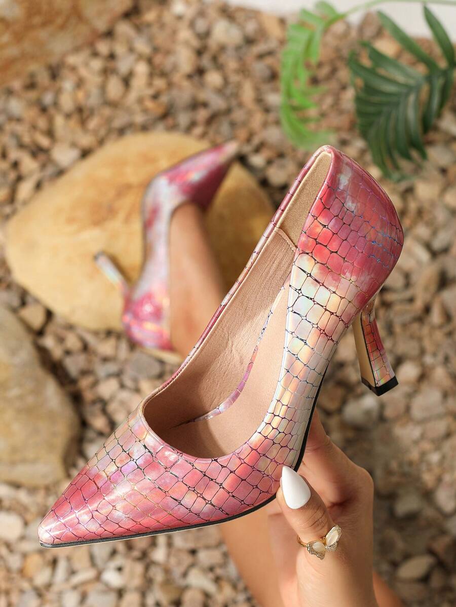 New Arrival Colorful Rainbow Pointed Toe Stiletto Heels Party Pumps - Multicolor - View 1