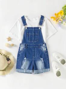 Quần short denim co giãn co giãn của cô gái Tween - Rửa tối - Xem 1