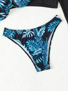 SHEIN Swim Tropical Printed Casual Bikini Set Carnival Summer - Black - View 6