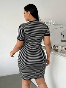 SHEIN EZwear Plus Size Striped Bodycon Dress, Summer