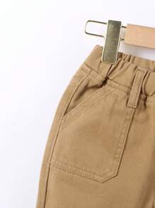 Young Boy Khaki Casual Outdoor Denim Pants Summer Holiday - Khaki - View 6
