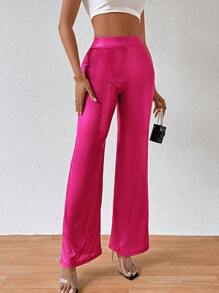 SHEIN SXY Ladies' Metallic Texture Pants - Hot Pink - View 5
