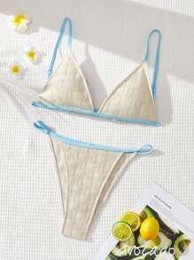 SHEIN Swim Conjunto de bikini con volantes para damas para playa de verano - Multicolor - Ver 1