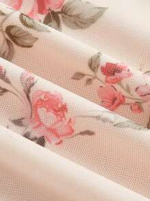 SHEIN MOD Women's Floral Print Spaghetti Strap Dress,Draped - Yellow - View 4